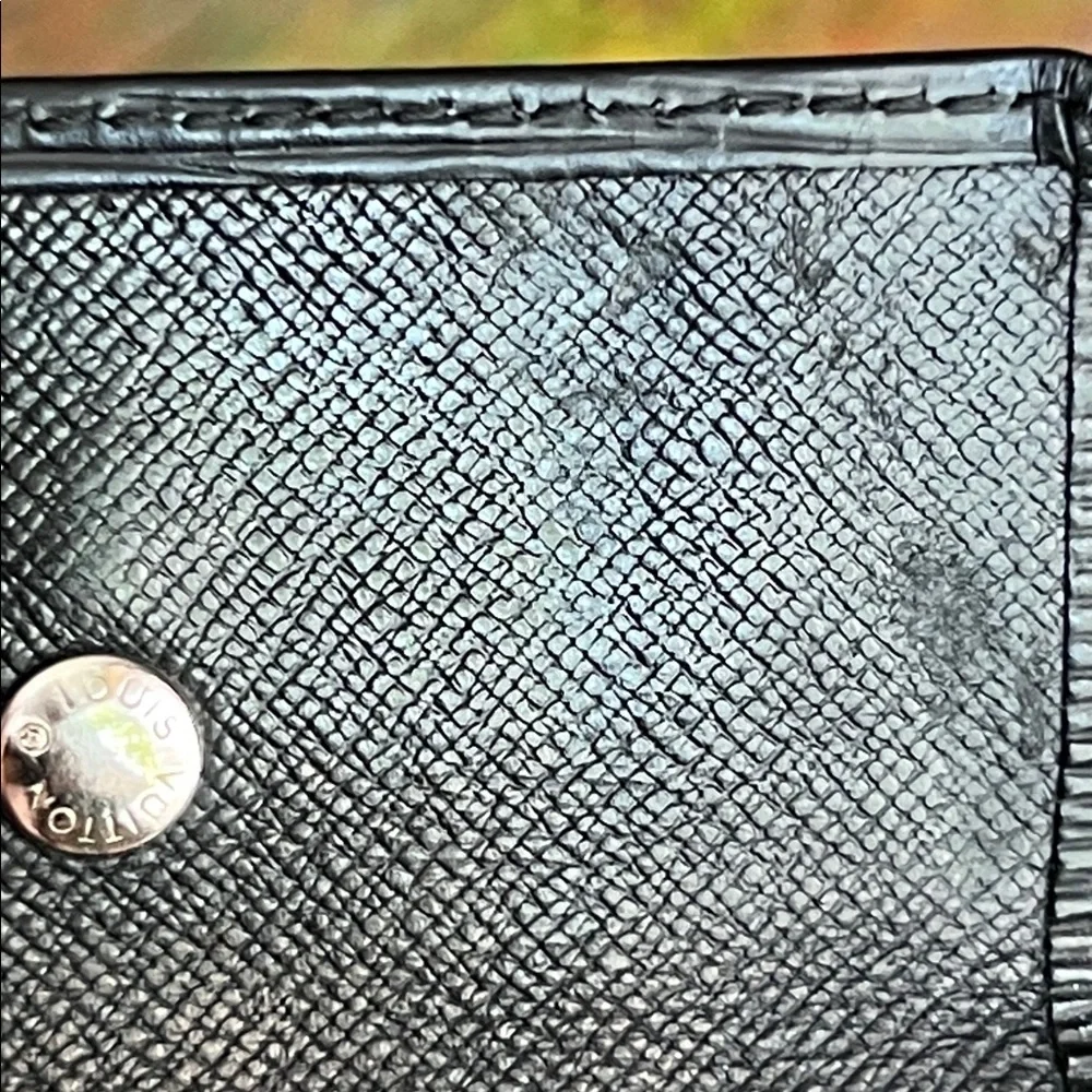 LV Louis Vuitton Black Epi Multicles 4 Key Ring Hoop Wallet unisex VTG Auth.